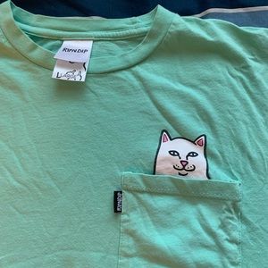 RIP N DIP SHIRT WITH CAT ON POCKET & STICKERS